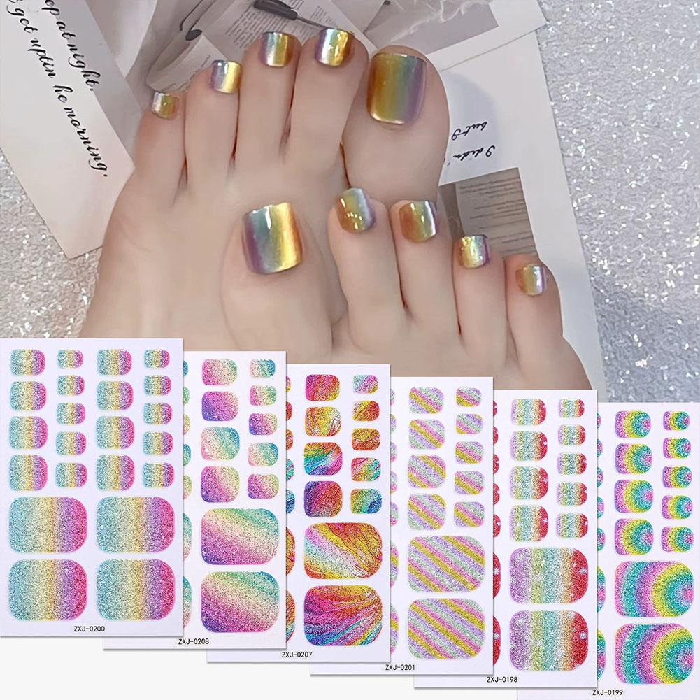Full Cover Adhesive - Rainbow Glitter Color Self-adhesive Gel Stickers